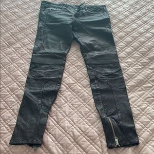 All Saints skinny leather Moto pants in Burgundy